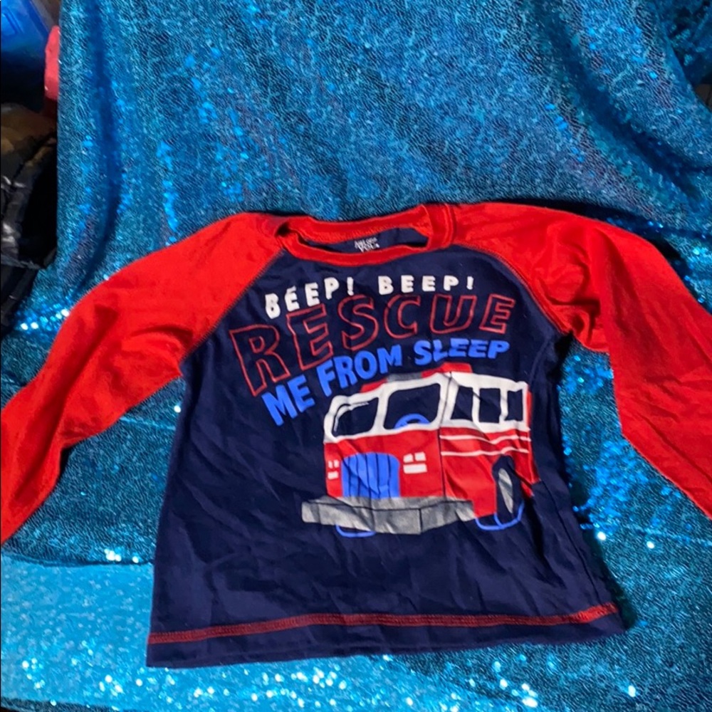 Long sleeve fire truck shirt.